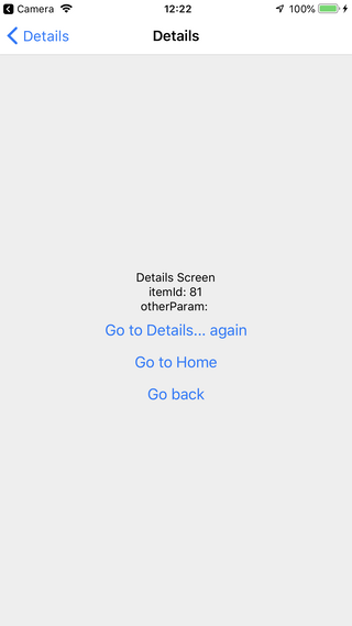 Screen with passed parameters